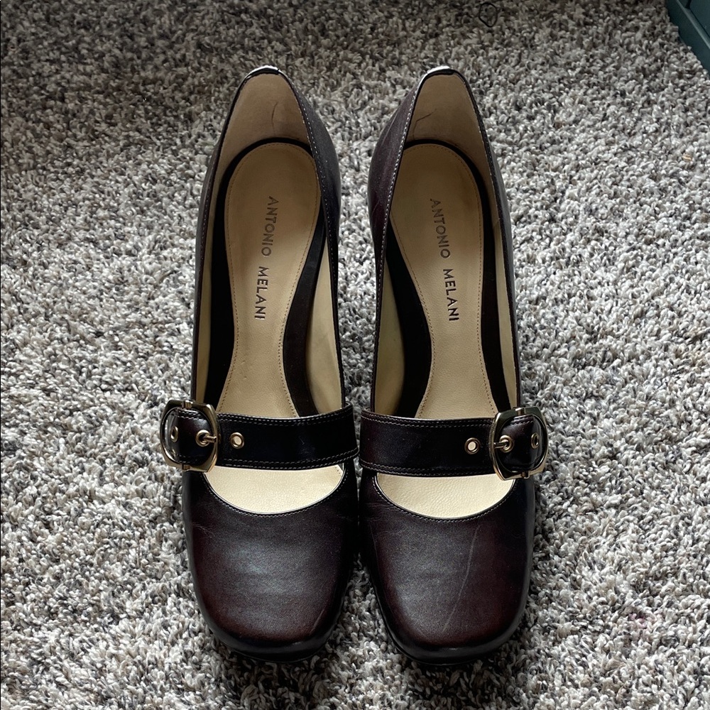 ANTONIO MELANI Dark Brown Mary Jane Heels